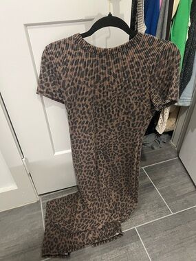 Fashion Nova Brown and Black Leopard Ribbed Maxi Dress